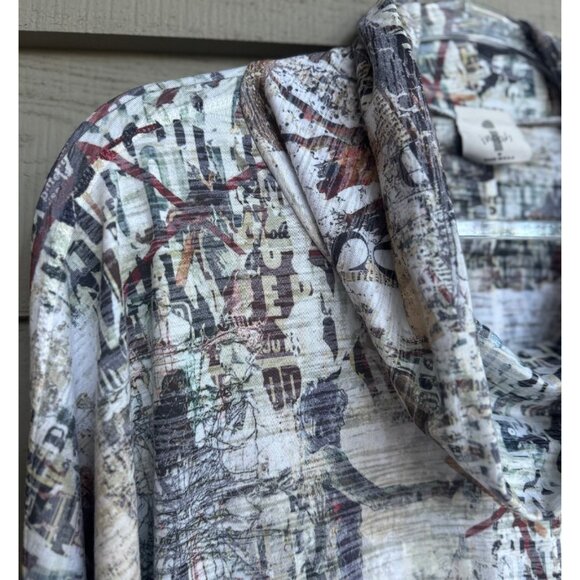 Inoah Made in USA Abstract Art Print Cowl Neck Tunic Top Size M - Picture 5 of 10